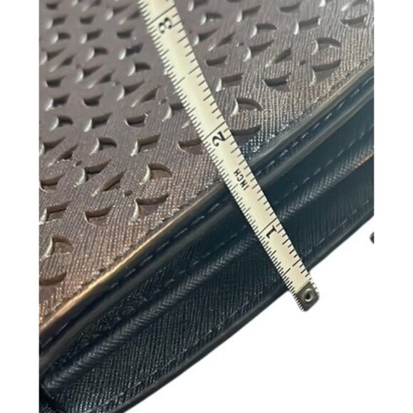 Michael Kors Desi Perforated Large Phone Crossbody Bag Navy Laser Cut Leather - Picture 8 of 8